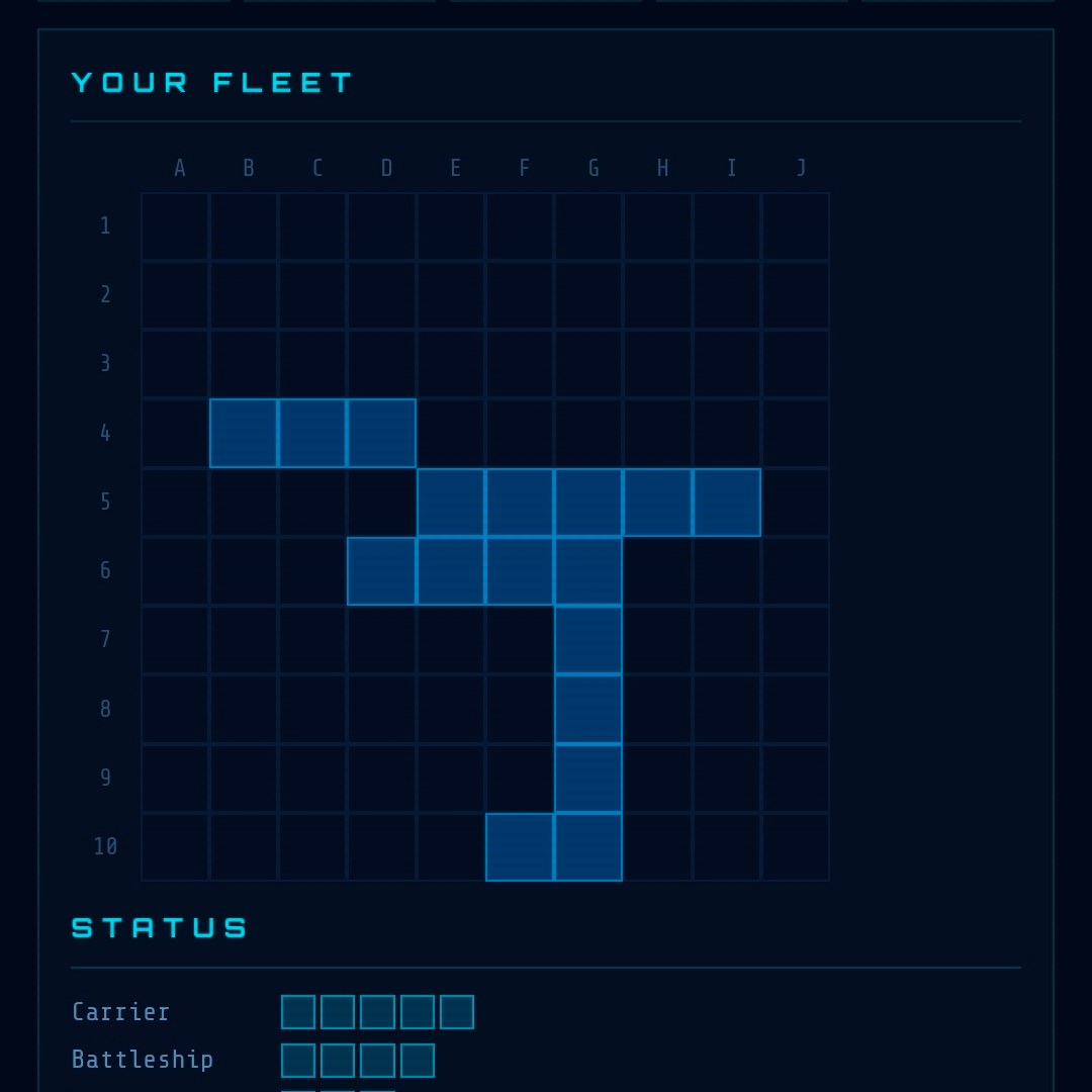 Battle grid with your fleet